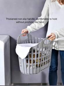 1 Pack Wall-Mounted Foldable Multi-Compartment Laundry Basket, Durable Polypropylene Dirty Clothes Storage Bin, Home Bathroom Laundry Hamper - Multicolor - View 6