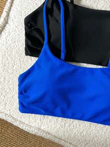 Swim Basics 女款純色海灘度假泳衣上衣 - 彩色 - 查看 5