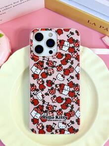 HELLO KITTY AND FRIENDS | SHEIN Hello Kitty 全角色與反派彩色貼紙拼貼印花粉色邊框皮革紋理手機殼 防震防摔全包覆保護殼 適用 iPhone 17 Pro Max 16 15 14 13 12 Pro Max Plus Y2K 復古美學可愛少女風 Ins 高顏值手機殼 - 彩色 - 查看 7