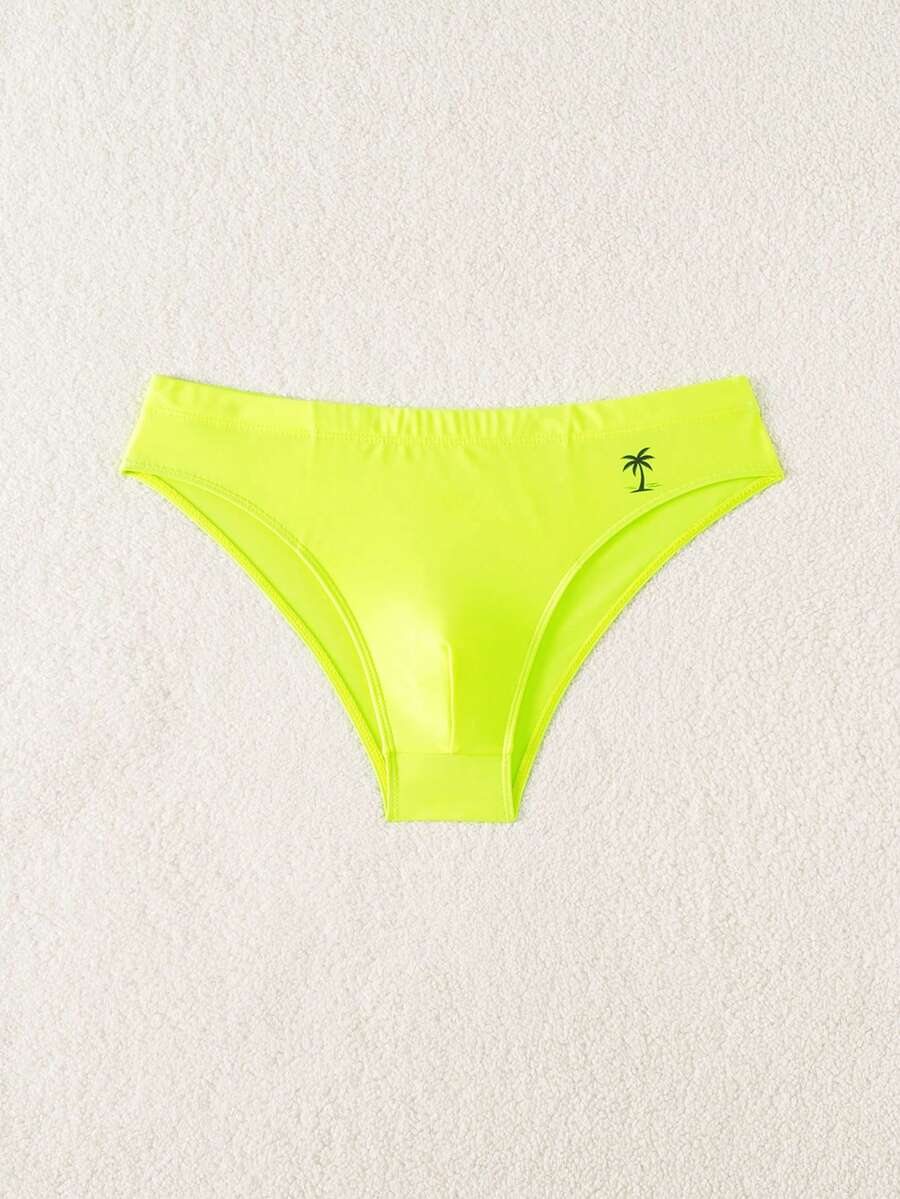 ZELFYO Bañador tipo slip para hombre con estampado de palmeras para vacaciones en la playa - Amarillo - Ver 1