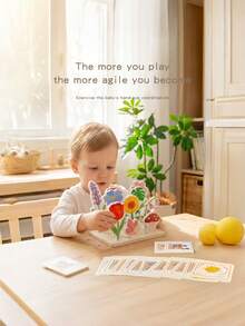 MINKOJA Wooden Flower Sorting & Arranging Toy Set For Kids, Logic Training & Parent-Child Interactive Game For Boys & Girls Ages 2+, Cute Desktop Decor - Multicolor - View 3