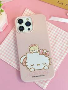 HELLO KITTY AND FRIENDS | SHEIN HelloKitty 全角色與反派彩色貼紙拼貼印花 粉色邊框皮革紋理手機殼 防震防摔 全包覆保護殼 適用 iPhone 17 Pro Max 16 15 14 13 12 Pro Max Plus Y2K 復古美學 可愛少女風 Ins 高顏值手機殼 - 彩色 - 查看 5
