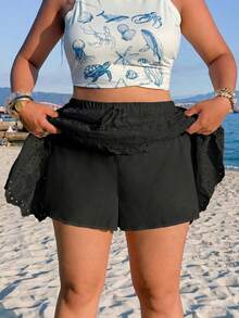 GalTyme Spring Summer New Casual Boho Skirt For Outings Beach Daily Wear Parties Back To School Graduation Vacation Weddings Black Plus Size - Black - View 6