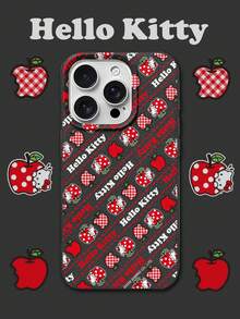 HELLO KITTY AND FRIENDS | SHEIN Hello Kitty 全角色與反派彩色貼紙拼貼印花皮革手機殼 防震防摔 全包覆保護殼 適用 iPhone 17 Pro Max 16 15 14 13 12 Pro Max Plus Y2K 復古美學 可愛少女風 Ins 高顏值手機殼 - 彩色 - 查看 2