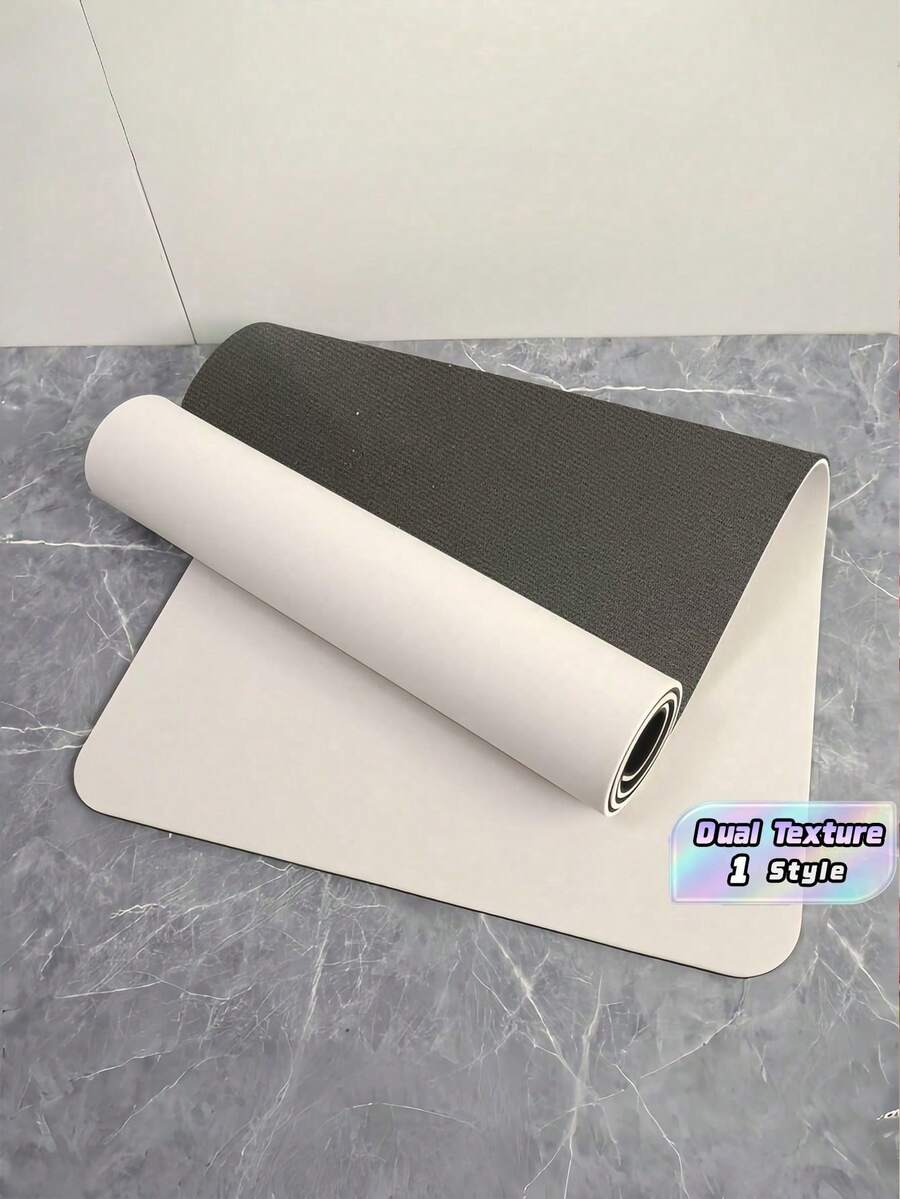 Thick Wide Yoga Mat With Double Sided Textured Surface, Soundproof Shock Absorbing Sweat Resistant Non-Slip Exercise Mat, High Density Resilient Cushioning For Home Gym Pilates Stretching Skipping Rope, Portable Easy Clean Workout Accessories - White - View 1