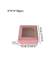 30 Pink Small Gift Boxes With Transparent Windows, Suitable For Jewellery, Soap, Candy Boxes, Cardboard Packaging For Handmade Items, Decorative Flat Large Boxes, Perfect For Gifts, Crafts, Presents, Weddings, Parties, And Pre-Wedding Parties - Pink - View 9