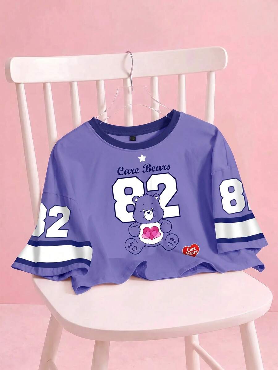 SHEIN X Care Bears X 女士短款T恤 - 白色 - 查看 1