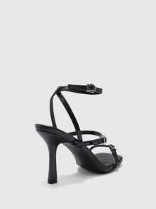 CUCCOO BIZCHIC Chaussures pour mode élégantes de navette à bout rond avec boucle et talons aiguilles - Noir pur - Voir 9