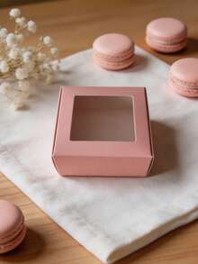30 Pink Small Gift Boxes With Transparent Windows, Suitable For Jewellery, Soap, Candy Boxes, Cardboard Packaging For Handmade Items, Decorative Flat Large Boxes, Perfect For Gifts, Crafts, Presents, Weddings, Parties, And Pre-Wedding Parties - Pink - View 2