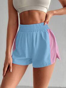 SHEIN Sovereign Charm 女款彈性腰拼色休閒百搭日常旅行運動短褲 - 彩色 - 查看 4