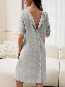 SHEIN 孕婦波點哺乳休閒日常洋裝 - 灰色 - 查看 2