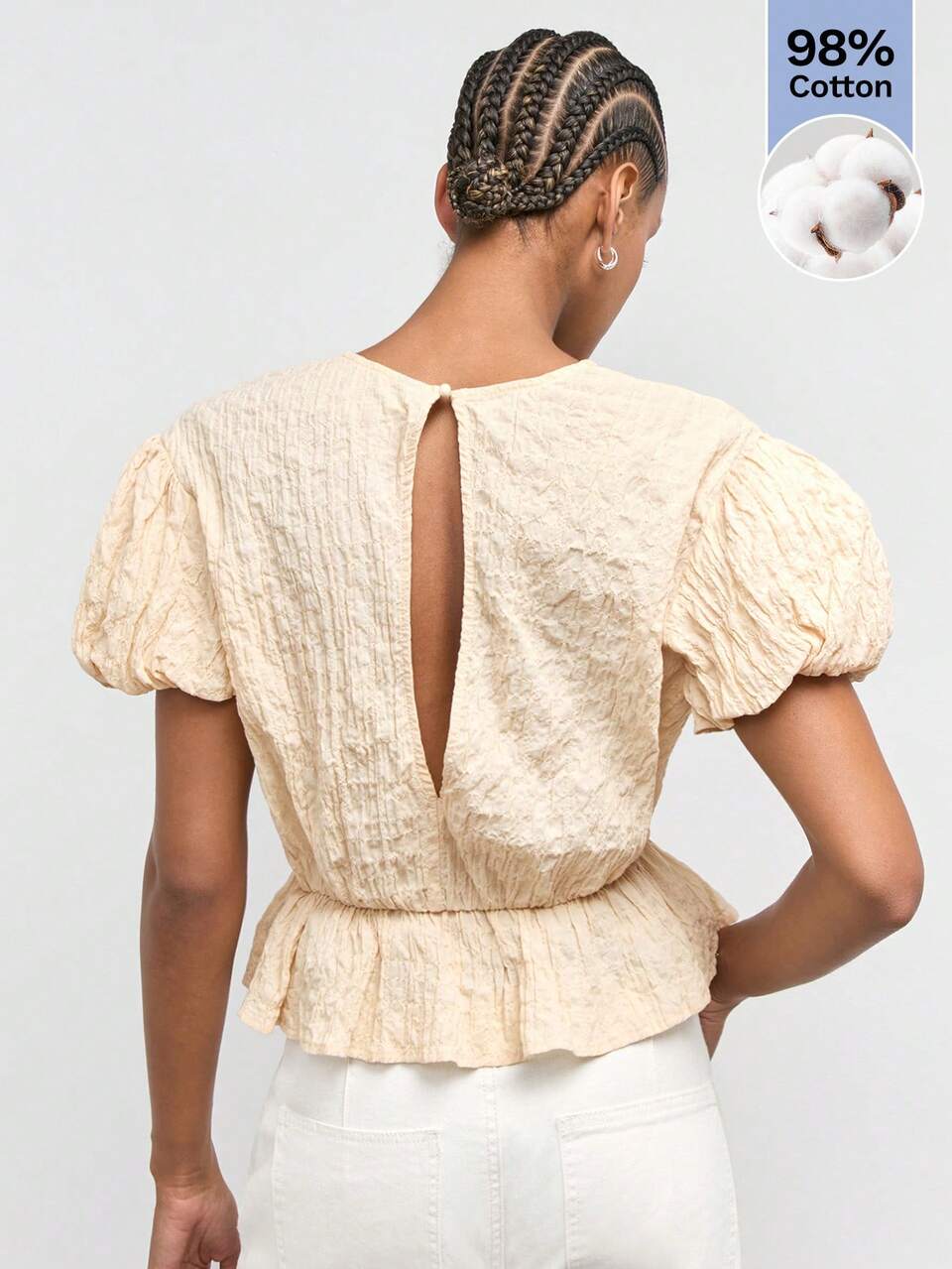 SHEIN Maija Blusa de mujer de unicolor con pliegues, casual, versátil, para uso diario y salidas, con mangas de pétalo