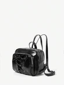Viva Strut Ladies Bag, Sweet And Cool, Bow Strap Backpack, Street Style Women's Bag, Fashionable And Large Capacity, Suitable For Campus, Daily Commuting - Black - View 1