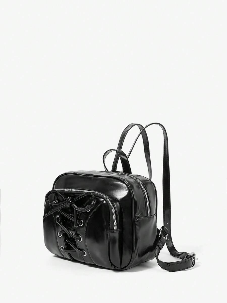 Viva Strut Ladies Bag, Sweet And Cool, Bow Strap Backpack, Street Style Women's Bag, Fashionable And Large Capacity, Suitable For Campus, Daily Commuting - Black - View 1