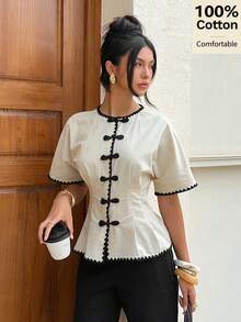 Women Blouses & Shirts - 杏色 - 查看 5