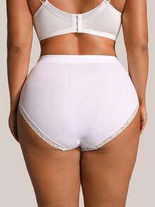 Barelissa Women's Plus Size Seamless Lace Semi-Sheer Triangle Panty, 1pc - White - View 2