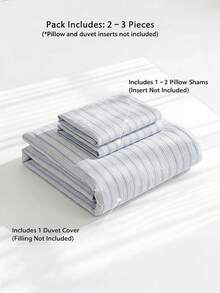 Veyra Day 3pcs Polyester Simple Stripe Bedding , Zipper Closure, Soft Skin-Friendly Breathable, Dormitory , Single , Double, King-Size Bed,  Bed Quilt Cover Set,  Machine Washed (One Quilt Cover, Two Pillowcases) - Multicolor - View 4