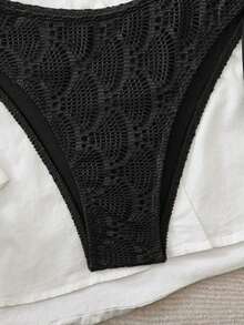 Swim Chiccia 26SS 春夏度假海灘紋理面料綠色鋼圈聚攏比基尼兩件套 - 黑色 - 查看 6
