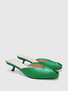 CUCCOO BIZCHIC Sepatu Stiletto Ujung Terbuka untuk Wanita, Sepatu Musim Semi untuk Perjalanan Sehari-hari - Hijau - View 7