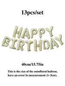 MINKOJA 1件/13件組 16英吋 Happy Birthday 生日橫幅字母氣球，黑色、銀色、白色、棕色、奶油色多巴胺配色可選，主題生日裝飾，適用男女生日派對裝飾、居家派對背景、房間佈置（含充氣管與繩子） - Cream - 查看 6