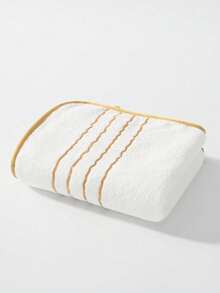 Veyra Day 1/3 Pcs Coral Velvet Bath Towel With Gold Trim – Ultra Soft, Highly Absorbent & Lint Free, Lightweight Oversized Towel For Home, Gym, Beach & Travel - White - View 17