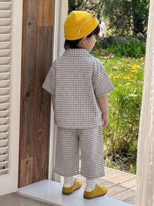 DAZY Infant (Boy) Turn-Down Collar Striped Korean Style Shirt Set - Grey - View 2