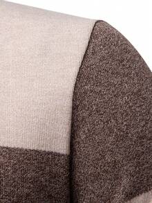 Calmiston Men's Fashion Half Zip Knitted Long Sleeve Sweater, Long Sleeve Pullover, Suitable For Spring, Summer And Outdoor Wearing Sumwon - Coffee Brown - View 3