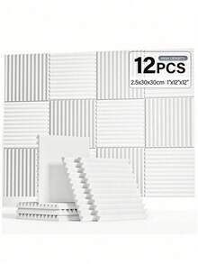 MODX [12 件] 楔形声学泡沫，用于隔音和降噪 - 12x12/12x2 英寸聚酯吸音瓷砖声学处理泡沫 - 隔音板适用于录音室、音乐室、游戏空间、播客、降噪吸音材料、吸音垫和声学处理墙贴。 - 彩色 - 查看 12