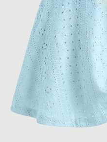 SHEIN 青少年女孩刺繡鏤空休閒百搭喇叭針織內搭褲裙，基礎款返校穿搭 - 彩色 - 查看 4
