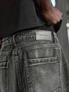NEON BLANC 男士休閒百搭日常穿著寬腿牛仔短褲，附口袋 - 淺灰色 - 查看 4
