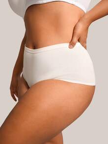 Barelissa Plus Size Women Solid Color Ribbed Casual Panties Single Pack - Apricot - View 5