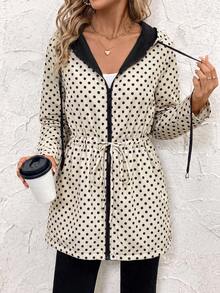 SHEIN Clasi Plus Size Spring/Autumn Casual Reversible Hooded Jacket Fall - Multicolor - View 4