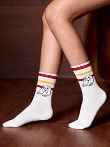HARRY POTTER X SHEIN 3 Pasang Kaos Kaki Tabung Bermotif Huruf dan Angka - pencampuran warna - View 5