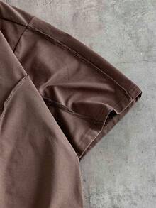 AXEPEAK Men's Metal Letter Badge Round Neck Short Sleeve Casual T-Shirt - Brown - View 3