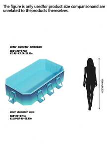 1pc 102.36*65*22 Inch Durable, Wear-Resistant, Foldable In-Ground Swimming Pool, Made Of PVC, Rectangular Outdoor Folding Water Play Pool, Perfect For Family Fun, Suitable For Ages 14 And Up - C - View 4