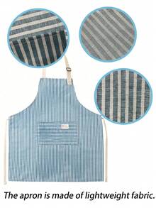 SHEIN 1 pieza Delantal ajustable con rayas de colores para hombres y mujeres, delantal de cocina de estilo sencillo con bolsillos para chef, mesero, cocina, barbacoa, estilista de cabello, herramienta de cocina, lavable a máquina (rayas azules) como regalo navideño - Azul - Ver 13
