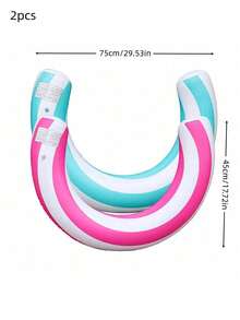 2pcs New Style Striped U-Shaped Inflatable Swim Ring, Arch Ergonomic Pool Float, Thickened PVC Floating Device, Summer Essential Water Float For Pool Entertainment - Multicolor - View 8