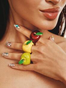 Popjeli Cute Apple Personalized Design Ring - Multicolor - View 1