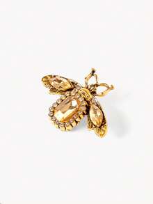 Opalesca 1 pieza Broche de abeja barroco vintage - Alfiler de insecto de aleación de zinc dorado con piedras preciosas facetadas, un accesorio elegante de estilo cortesano para uso casual diario/vestidos de fiesta, un artículo de moda lujoso y delicado para mujeres - Multicolor - Ver 5