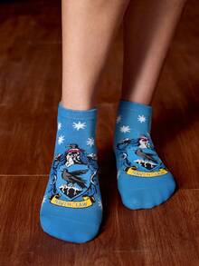 HARRY POTTER X SHEIN 4 Pasang Kaos Kaki Motif Garis-Garis Rumah, untuk Kembali ke Sekolah - pencampuran warna - View 7