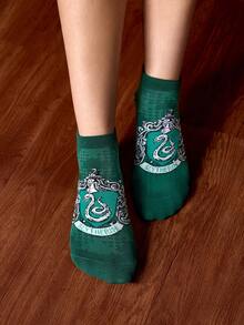HARRY POTTER X SHEIN 4 Pasang Kaos Kaki Motif Garis-Garis Rumah, untuk Kembali ke Sekolah - pencampuran warna - View 5