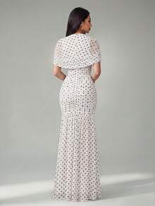 SHEIN Tall Summer Elegant Polka Dot Print Dress - White - View 9