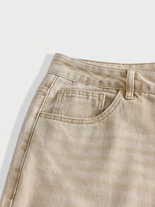 SWAVVY Men's Casual Washed Straight Leg Jeans - Khaki - View 4