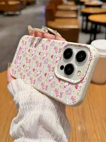 HELLO KITTY AND FRIENDS | SHEIN Hello Kitty 全角色與反派彩色貼紙拼貼印花皮革手機殼 防震防摔 全包覆保護殼 適用 iPhone 17 Pro Max 16 15 14 13 12 Pro Max Plus Y2K 復古美學 可愛少女風 Ins 高顏值手機殼 - 彩色 - 查看 4