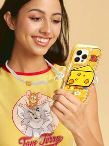 TOM & JERRY X SHEIN 卡通黃色邊框手機殼附手機背夾，防護防摔 iPhone11-17 系列手機殼 - 彩色 - 查看 7