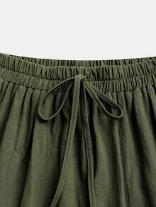 Louniche 女款新款休閒日常純色舒適兩件套 - 軍綠色 - 查看 4