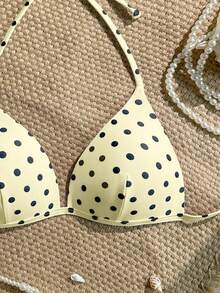 Swim Vcay Atasan Baju Renang Motif Polkadot untuk Liburan di Pantai - Kuning muda - View 3