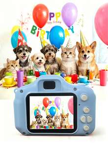 Teckwe 1080P High-Definition Digital Camera, 2-Inch IPS Display, Frame Recording Function, Cute And Portable, Ideal Gift For New Year, Birthday Or Festival Photography; Does Not Include Memory Card And USB Charging Cable, With A Built-In 400mAh Battery. - View 3