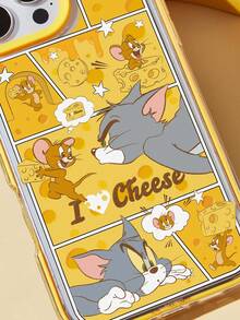 TOM & JERRY X SHEIN 卡通黃色邊框手機殼附手機背夾，防護防摔 iPhone11-17 系列手機殼 - 彩色 - 查看 14