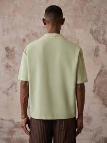 Vientiro Men Summer Retro Coconut Embroidery Floral Pattern Short Sleeve Shirt - Mint Green - View 7